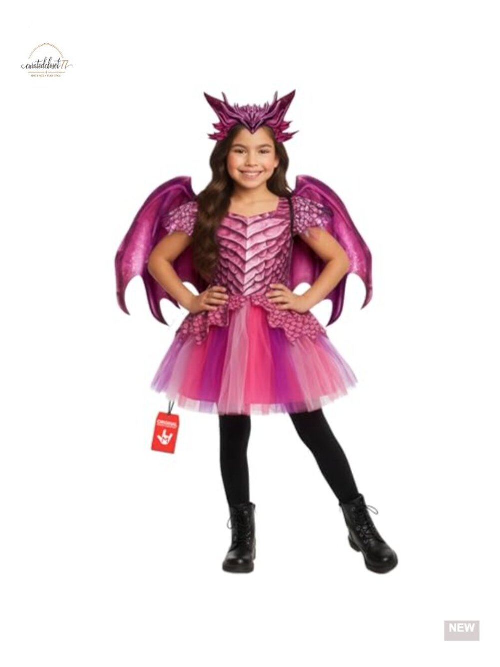 Girls Dragon Costume Kids Dress Wings Headband Halloween